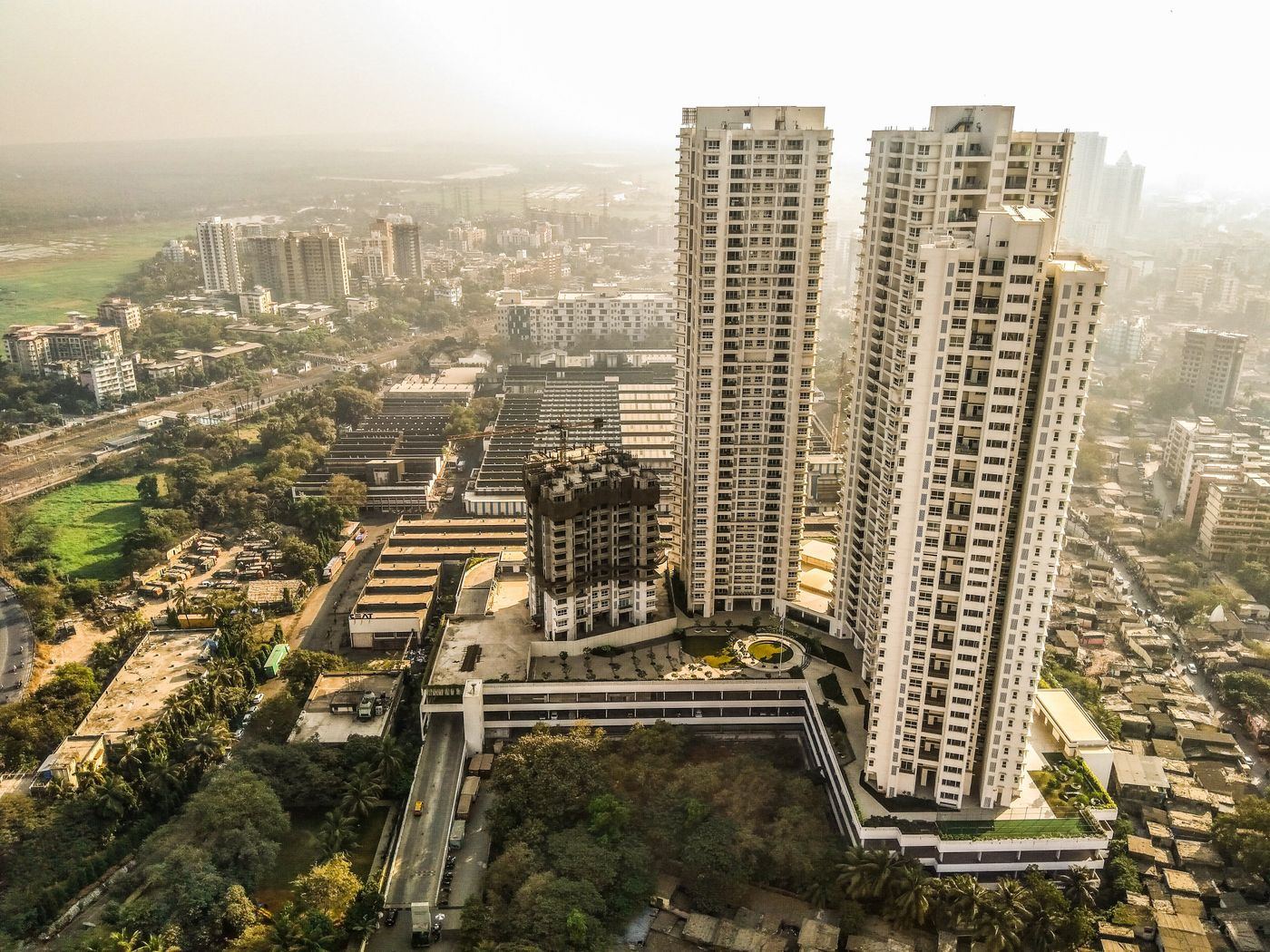 Aerial view of high-rise buildings in Navi Mumbai