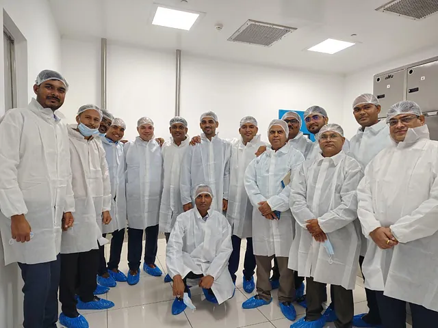 Leaders in protective clothing during the manufacturing plant visit